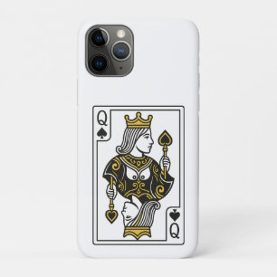 クイーン・オブ・スペード – ブラック&金ゴールド iPhone 11 PROケース