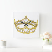 クイーン・オブ・ハートズの王冠の角時計 スクエア壁時計 (ホーム)