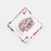 クイーン・オブ・ハートズ遊・カード・ピンク・ブライダルシャワー スタンダードランチョンナプキン (角)