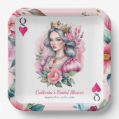 クイーン・オブ・ハートズ遊・カード・ピンク・ブライダルシャワー ペーパープレート (正面)