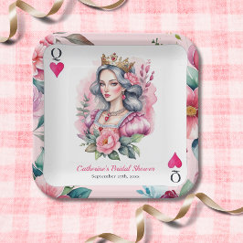 クイーン・オブ・ハートズ遊・カード・ピンク・ブライダルシャワー ペーパープレート