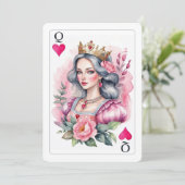 クイーン・オブ・ハートズ遊・カード・ピンク・ブライダルシャワー 招待状 (スタンド正面)