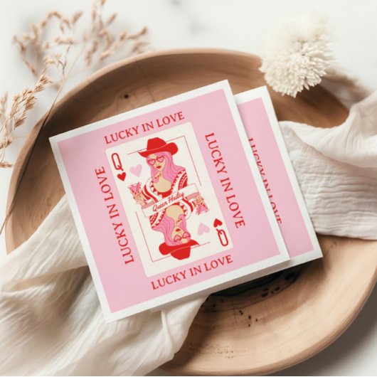 クイーン・オブ・ハートトランプバチェロレッテ スタンダードカクテルナプキン