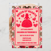 クイーン・オブ・ハートバラ誕生日パーティー写真 招待状 (正面/裏面)