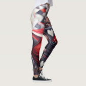 クイーン・オブ・ハートブラックとレッドユニークファッション レギンス (右)