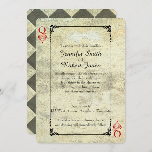 クイーン・オブ・ハート結婚式招待状 招待状 (正面/裏面)