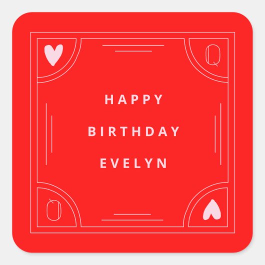 クイーン・オブ・ハート誕生日 スクエアシール (正面)