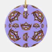 クイーン・オブ・ハート金ゴールドクラウンティアラスのペリウィンクル セラミックオーナメント (裏面)