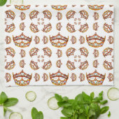 クイーン・オブ・ハート金ゴールドクラウンティアラスホワイト キッチンタオル (折り畳み)