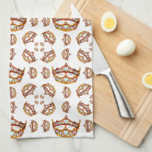 クイーン・オブ・ハート金ゴールドクラウンティアラスホワイト キッチンタオル (四つ折り)