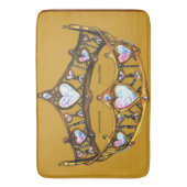 クイーン・オブ・ハート金ゴールドクラウンティアラ・マスタード風呂マット バスマット (正面縦)