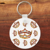 クイーン・オブ・ハート金ゴールド・クラウンズ・ティアラス白キーチェーン キーホルダー (正面)