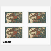 クイーン・オブ・ハート— アールヌーボー・ローズワークポートレート 長方形シール (シート)