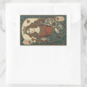 クイーン・オブ・ハート— アールヌーボー・ローズワークポートレート 長方形シール (バッグ)