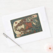 クイーン・オブ・ハート— アールヌーボー・ローズワークポートレート 長方形シール (封筒)