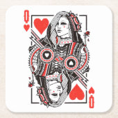 クイーン・オブ・ハート・オーバーサイズグラフィック、トランプ スクエアペーパーコースター (正面)