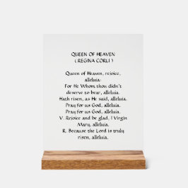 クイーン・オブ・天国( Regina Coeli )祈りの言葉 アクリルサイン