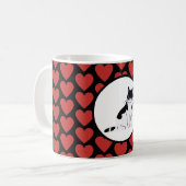 クイーン・オブ・赤いハート猫白黒 コーヒーマグカップ (正面左)