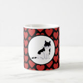クイーン・オブ・赤いハート猫白黒 コーヒーマグカップ (中央)