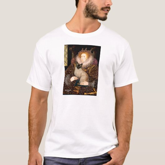 クイーン シールポイント シャム猫 Tシャツ (正面)