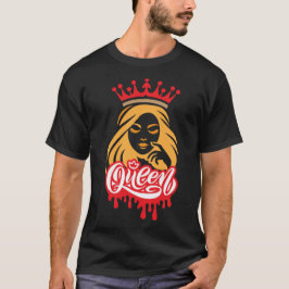 クイーン・タイポグラフィー - 堂々たるロイヤルウーマンデザイン Tシャツ