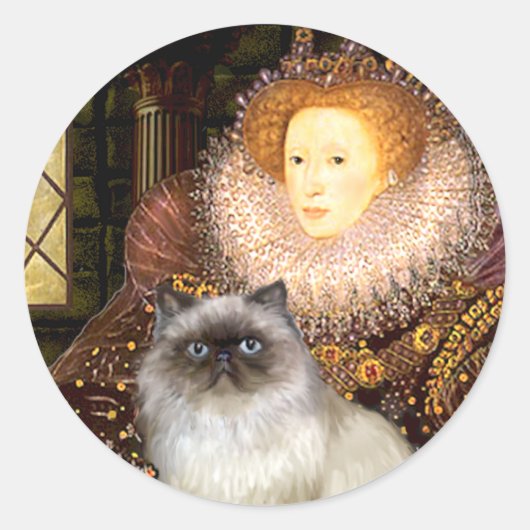 クイーン ヒマラヤン+猫 7 ラウンドシール (正面)