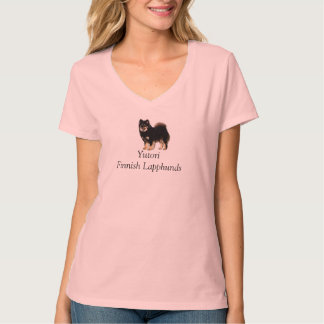 クウィン、YutoriフィンランドのLapphunds; V首のワイシャツ Tシャツ