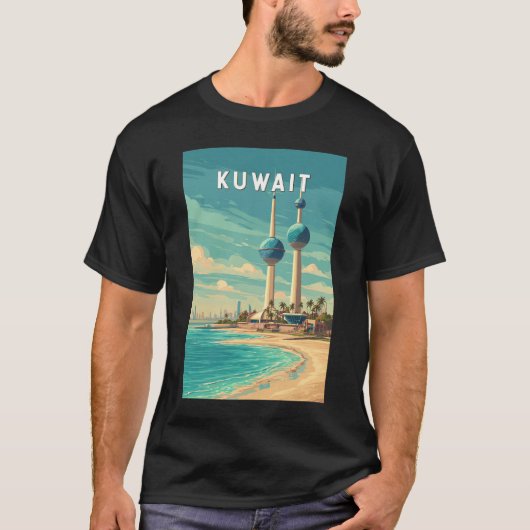 クウェイト イラスト 旅行 アート ヴィンテージ Tシャツ (正面)