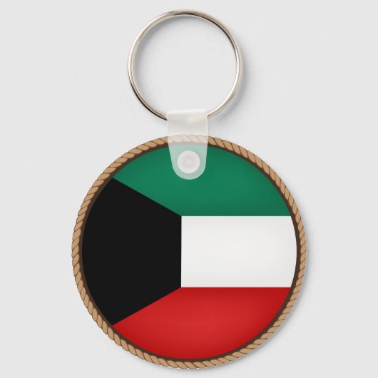 クウェーカッコいいト国旗のシール キーホルダー (正面)