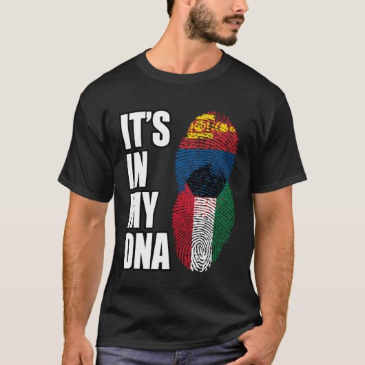 クウェートとモンゴルのミックスDNA伝統国旗 Tシャツ (正面)