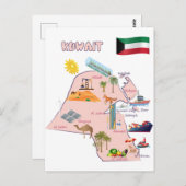 クウェートのマップ先ランドマーク観光客 ポストカード (正面/裏面)