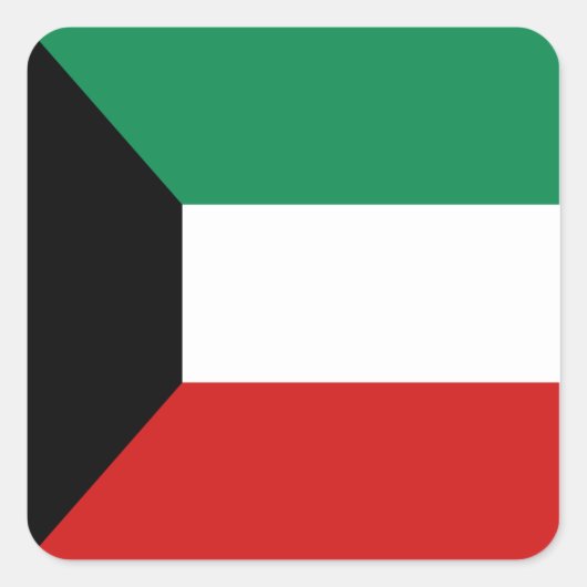 クウェートの国旗ステッカー スクエアシール (正面)