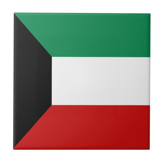 クウェートの国旗 セラミックタイル (正面)