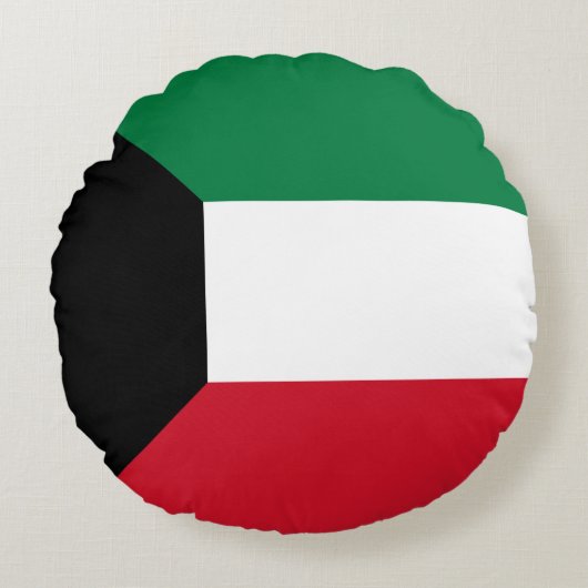 クウェートの国旗 ラウンドクッション (正面)