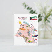 クウェートの地図と目的地 観光地のランドマーク ポストカード (スタンド正面)