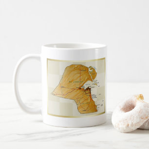 クウェートの旗 + 地図のマグ コーヒーマグカップ