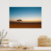 クウェートの日の出で孤独な木 ポスター (キッチン)