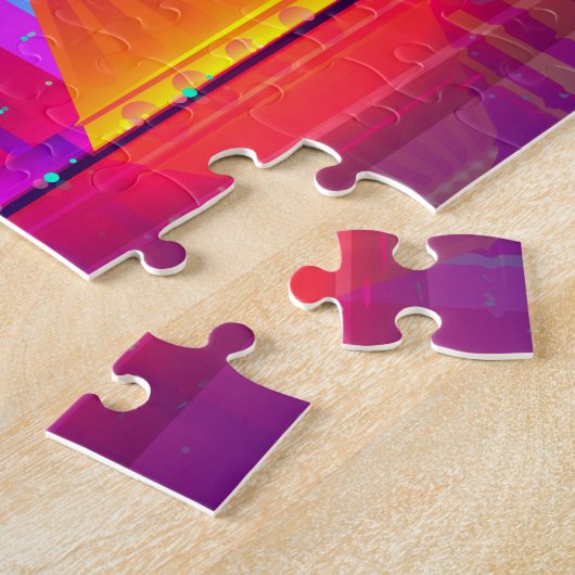 クウェートカラフルイラストレーションスカイライン ジグソーパズル (側面)