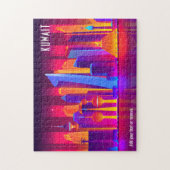 クウェートカラフルイラストレーションスカイライン ジグソーパズル (縦)