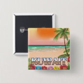 クウェートビーチ旅行ポスター 缶バッジ (正面&裏面)