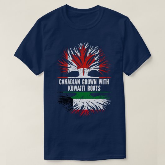 クウェートルーツカナダ国旗で栽培されたカナダ Tシャツ (デザイン正面)
