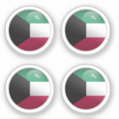 クウェート光沢円国旗 シール (正面)
