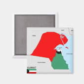 クウェート国地図国旗 マグネット (正面/裏面)
