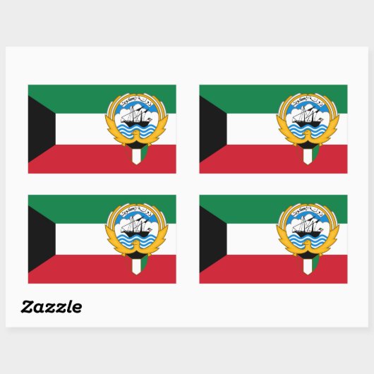 クウェート国旗とエンブレム、クウェート国旗 長方形シール (シート)