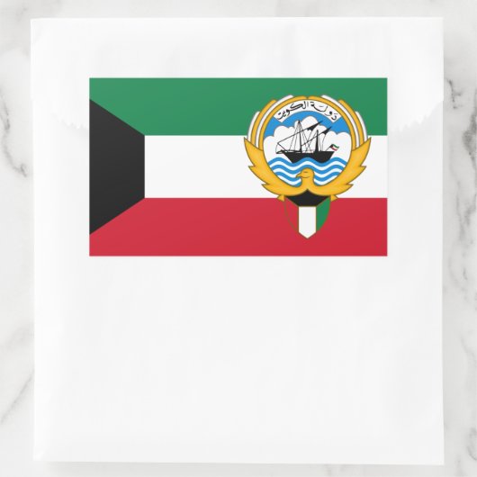 クウェート国旗とエンブレム、クウェート国旗 長方形シール (バッグ)