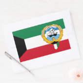 クウェート国旗とエンブレム、クウェート国旗 長方形シール (封筒)