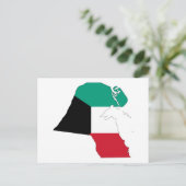 クウェート国旗の地図 ポストカード (スタンド正面)