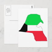 クウェート国旗の地図 ポストカード (正面/裏面)