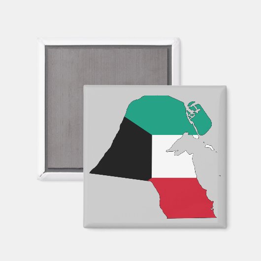 クウェート国旗の地図 マグネット (正面/裏面)