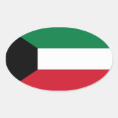 クウェート国旗の楕円ステッカー 楕円形シール (正面)